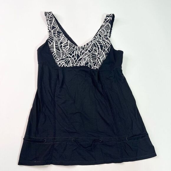 Lululemon Tank Top Women's 8 Black White Hustle And Bustle Athletic Cinch Hem - Picture 1 of 10